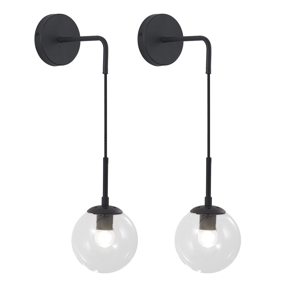 KCO Mid-Century Adjustable Brass Wall Light with Glass Shade