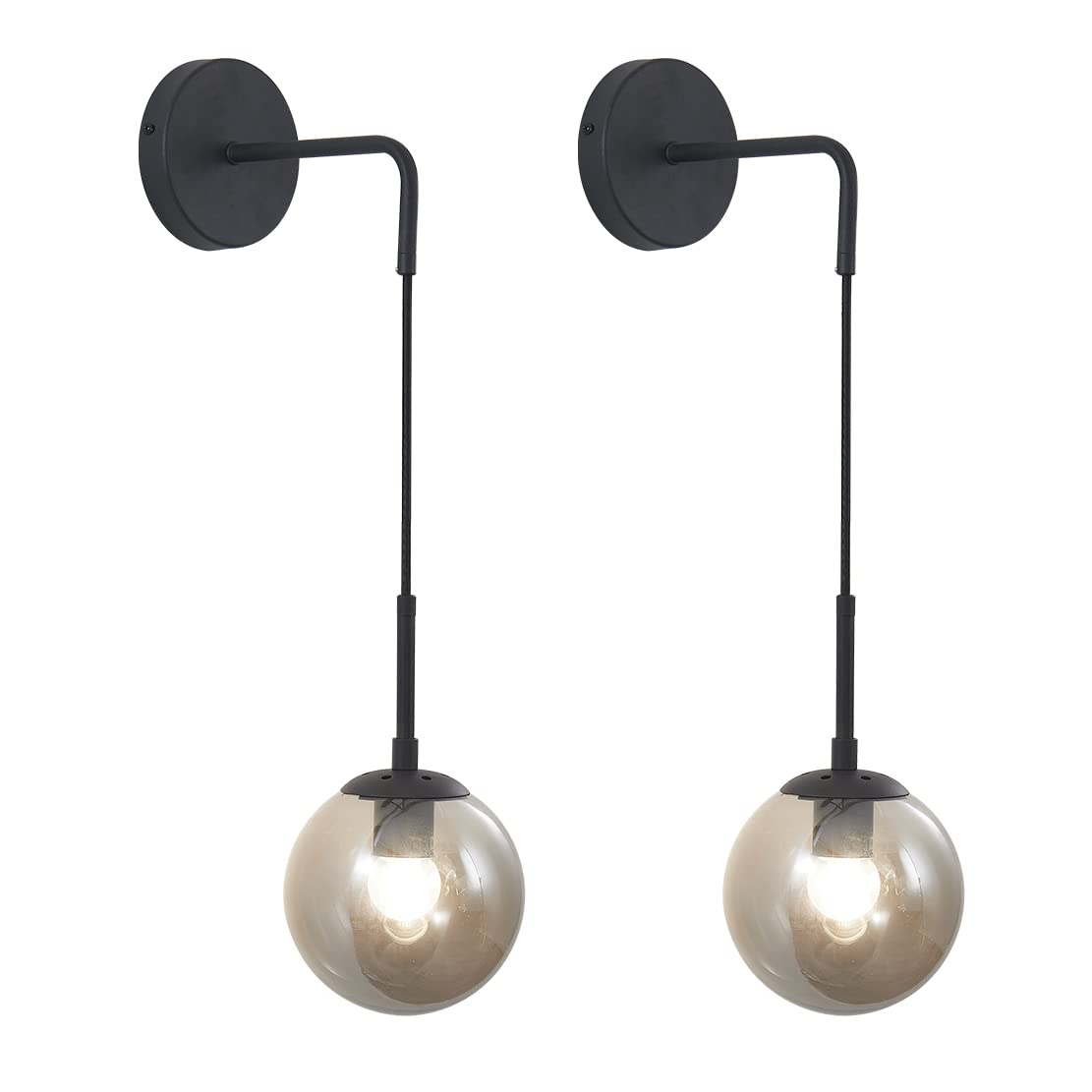 KCO Mid-Century Adjustable Brass Wall Light with Glass Shade