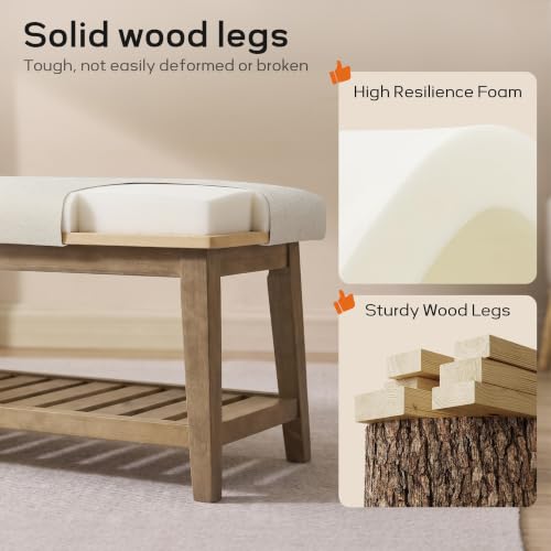 Upholstered Entryway Shoe Bench for Bedroom & Hallway