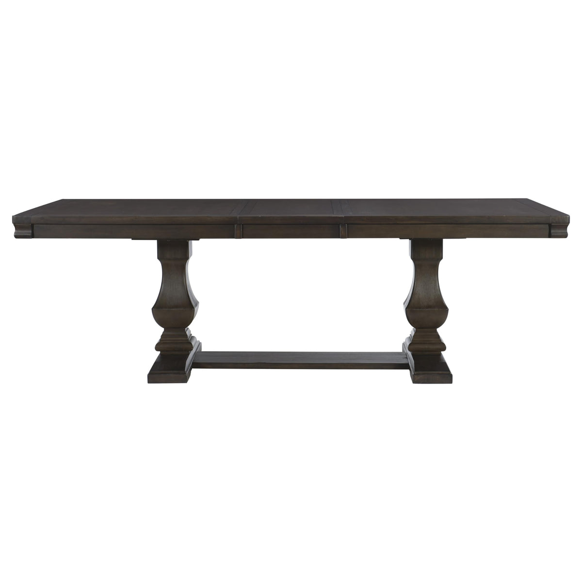 6pc Dining Set Style Dining Table Double Pedestal Base and Upholstered Beige Side Chairs Bench Dining Wooden Furniture