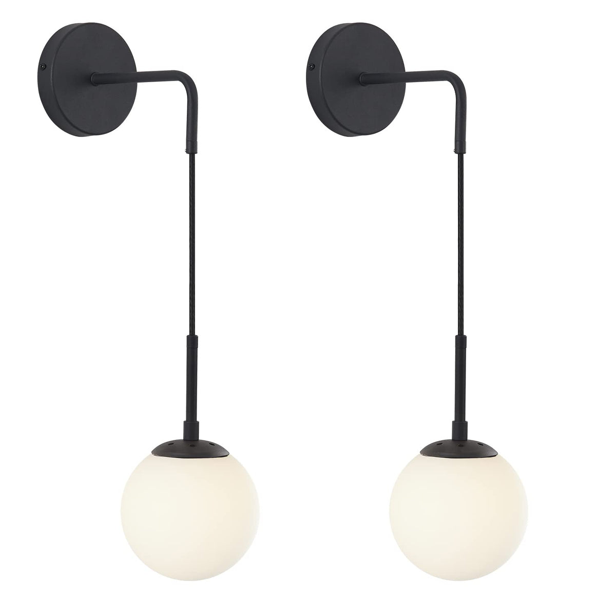KCO Mid-Century Adjustable Brass Wall Light with Glass Shade