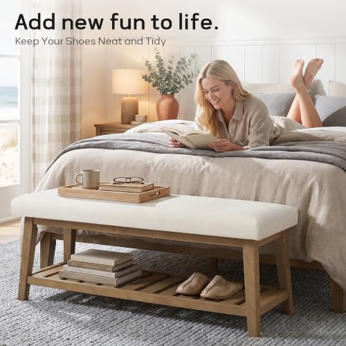 Upholstered Entryway Shoe Bench for Bedroom & Hallway