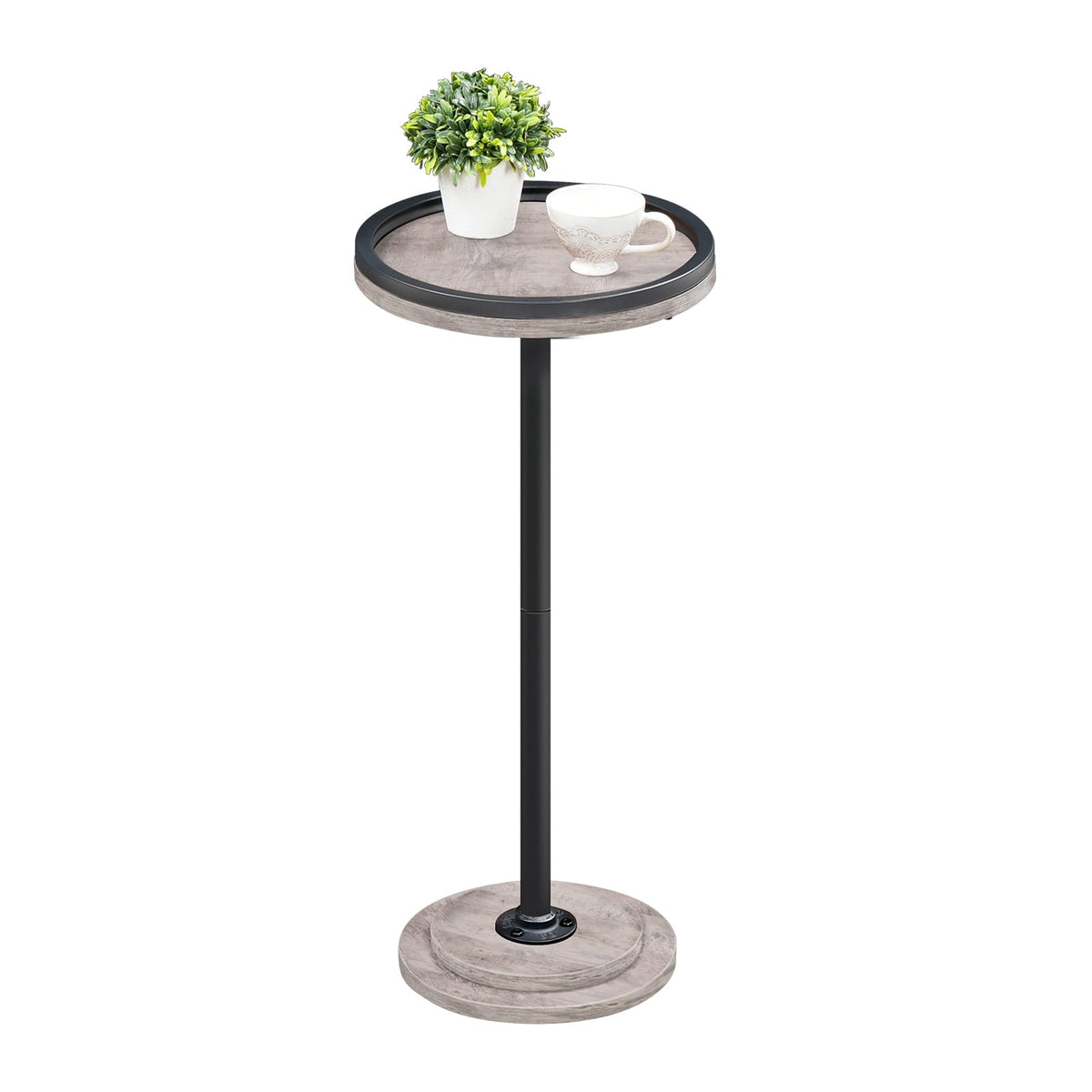 HOOBRO Round Pedestal Side Table for Small Spaces