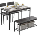HYgloF 4-Piece Dining Table Set with Bench & 2 Chairs