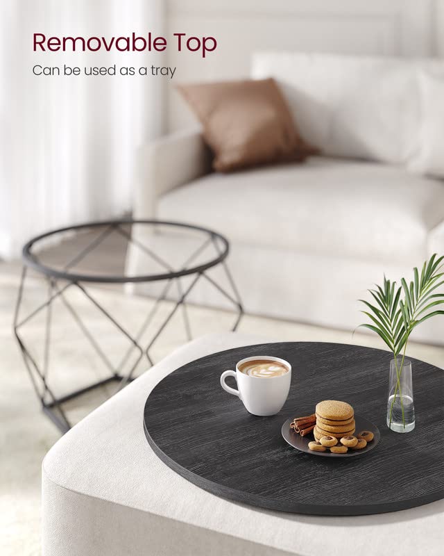VASAGLE Round Coffee Tables with Steel Frame, Set of 2
