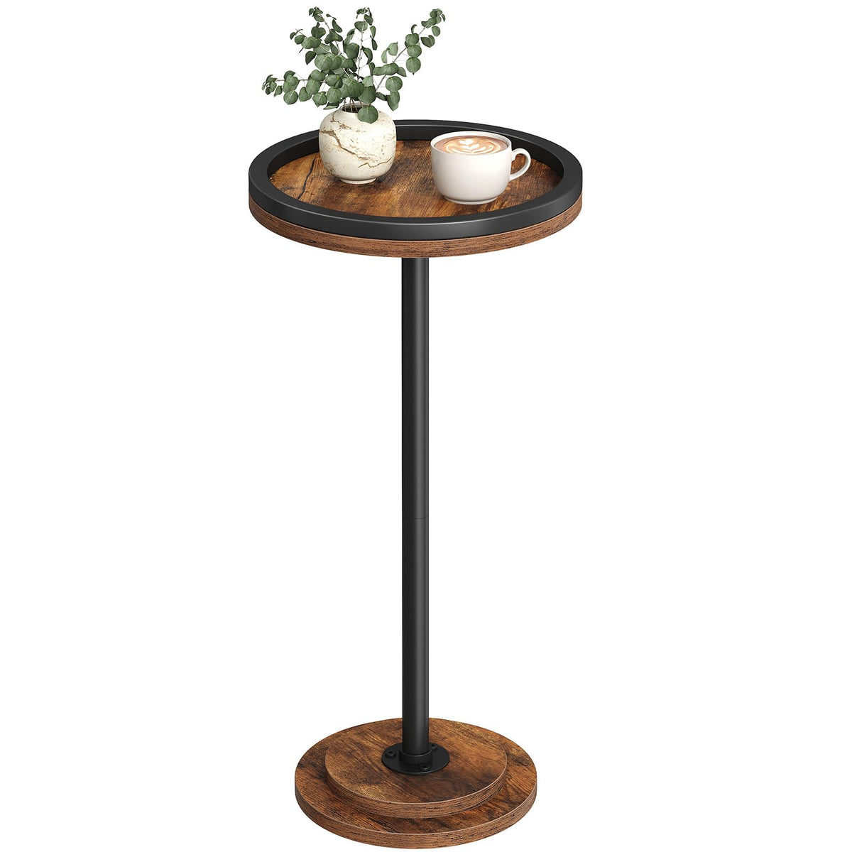 HOOBRO Round Pedestal Side Table for Small Spaces