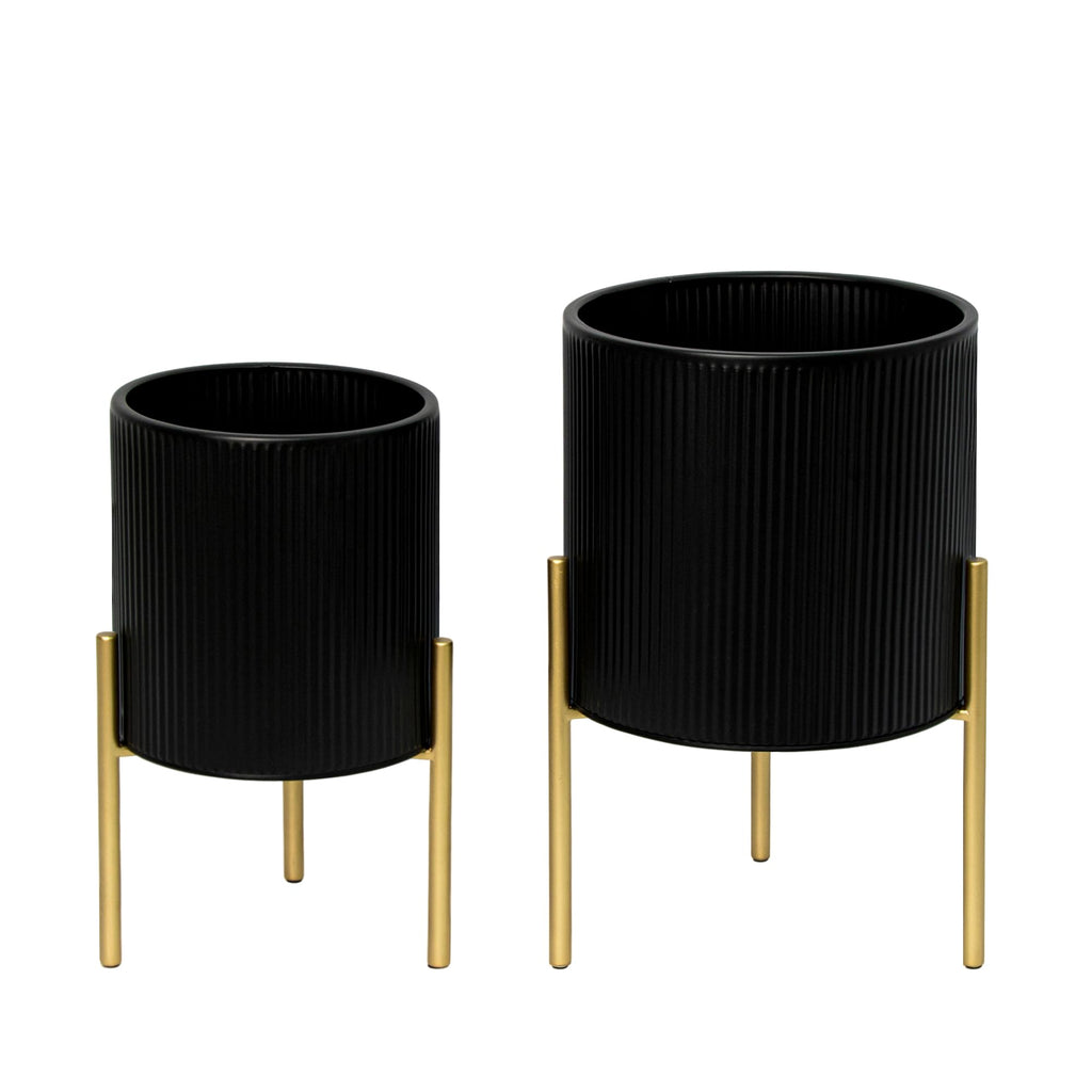ARNIS Modern Metal Planter Pots with Stands, Set of 2