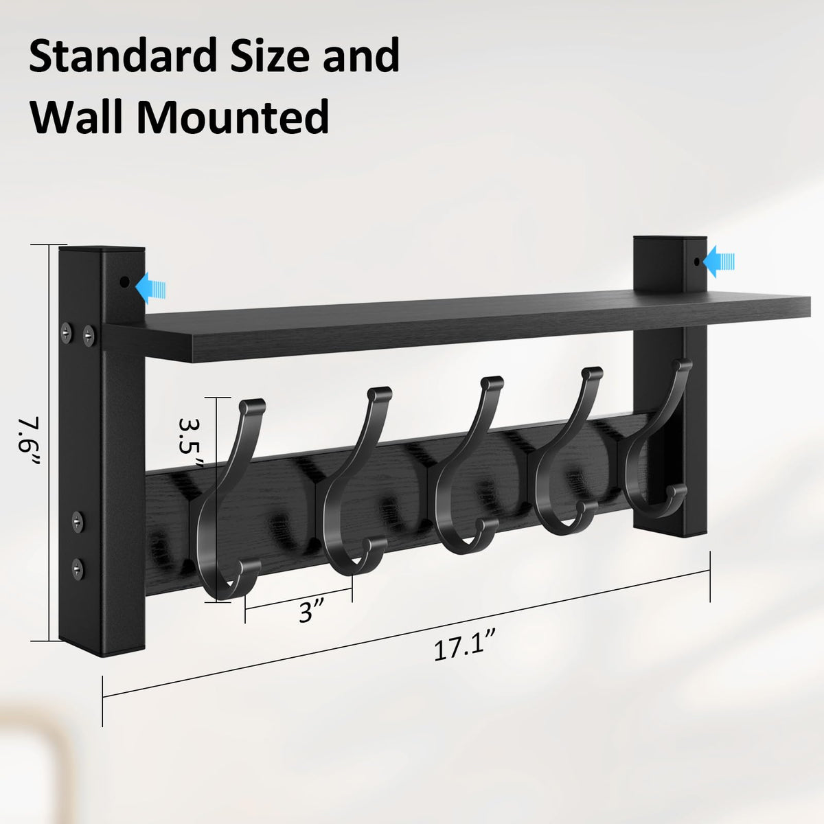 Optish 17.1-Inch Wall-Mounted Coat Rack with Shelf