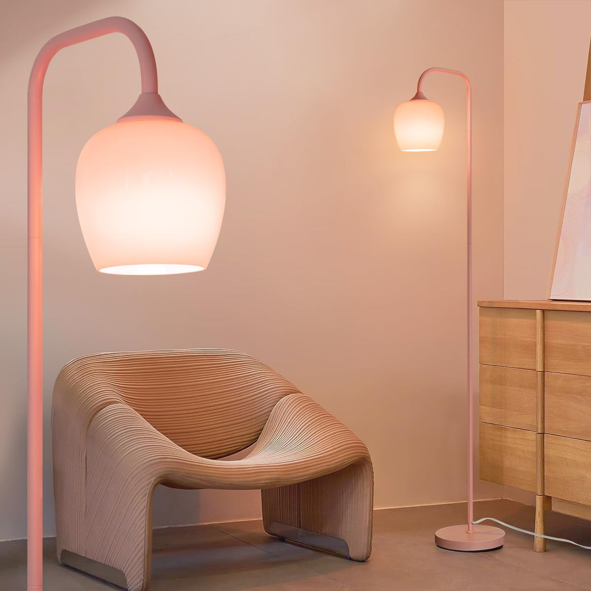 ONEWISH Floor Lamp with Side Table & USB Charging Ports