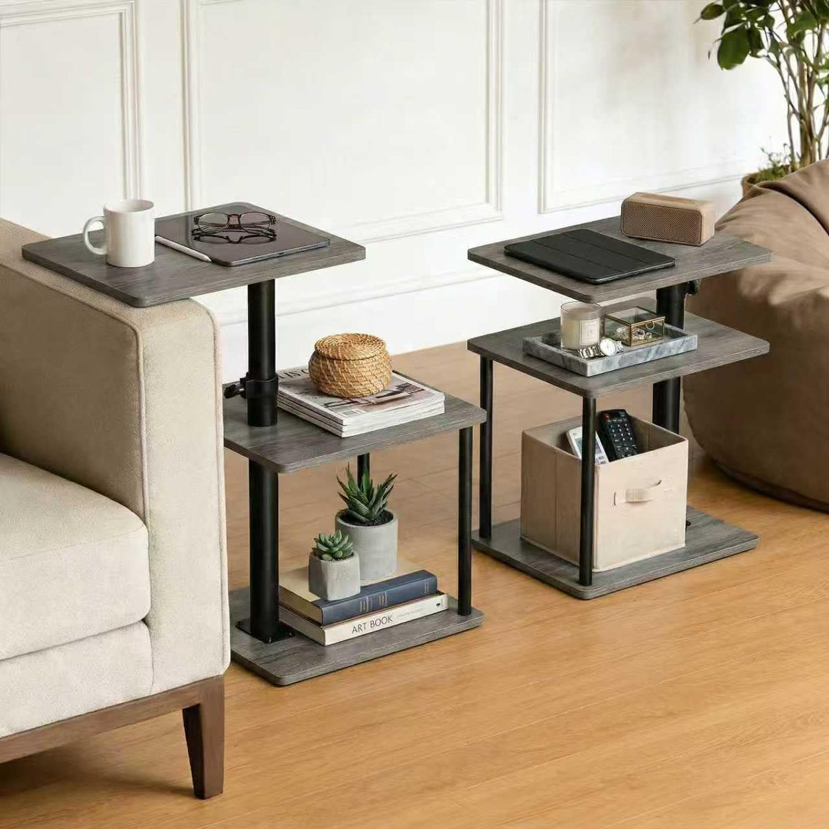 Faesun Swivel Side Table for Living Room & Bedroom