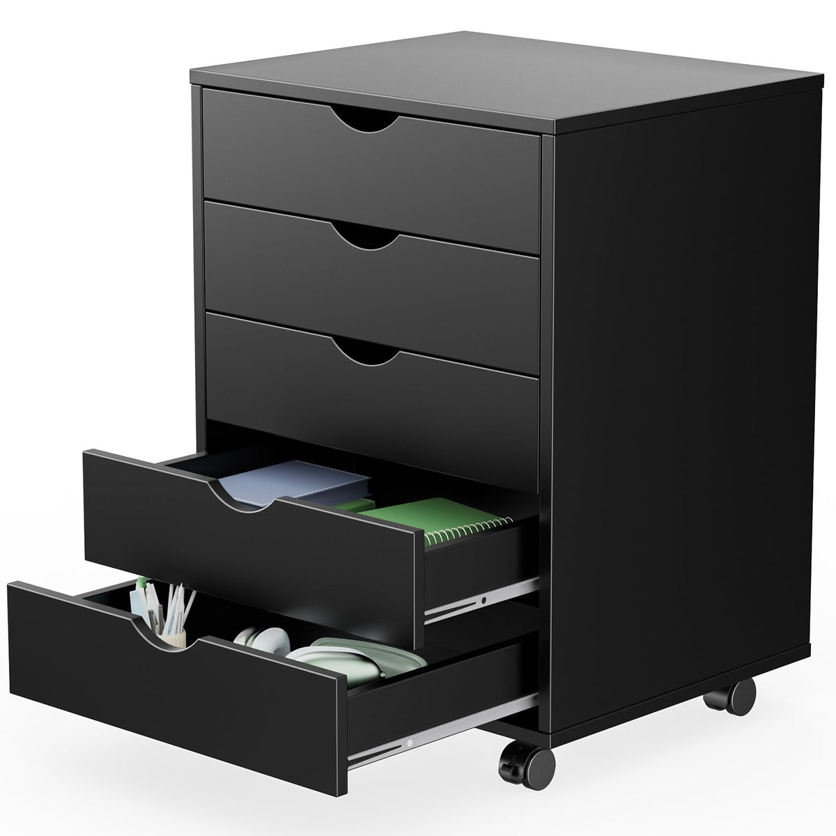 Sweetcrispy Wooden Drawer Storage Chest with Wheels