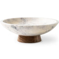 Cork & Mill 11-Inch Marble Bowl with Acacia Wood Pedestal