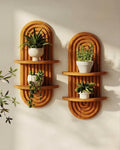 Bamworld Boho 2-Tier Wooden Plant Wall Shelf & Holder
