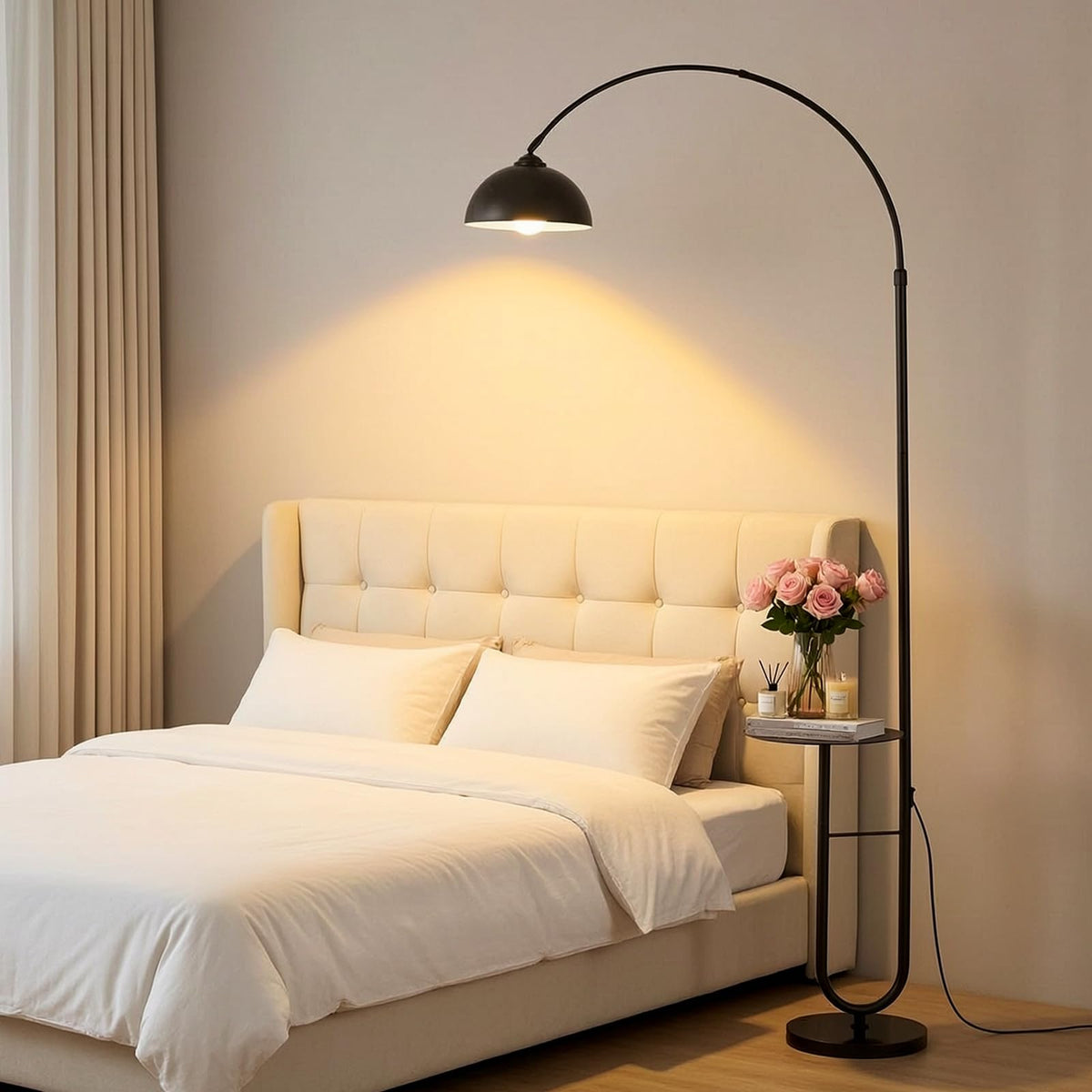 Arc Floor Lamp with Table,E26 Bulb Included