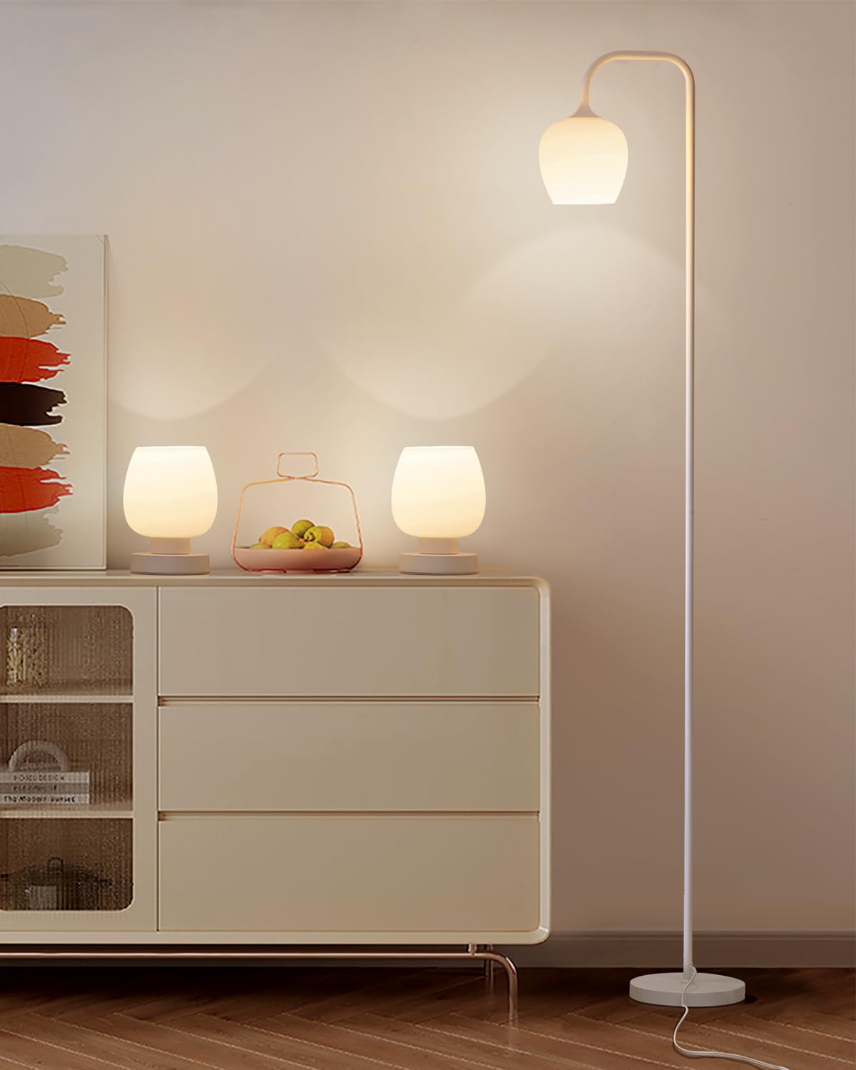 ONEWISH Floor Lamp with Side Table & USB Charging Ports