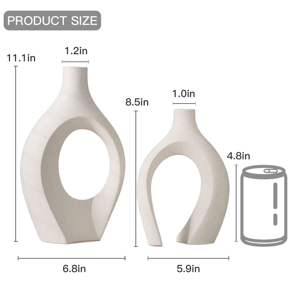 Lvases Cream White Hollow Ceramic Decorative Vases, Set of 2
