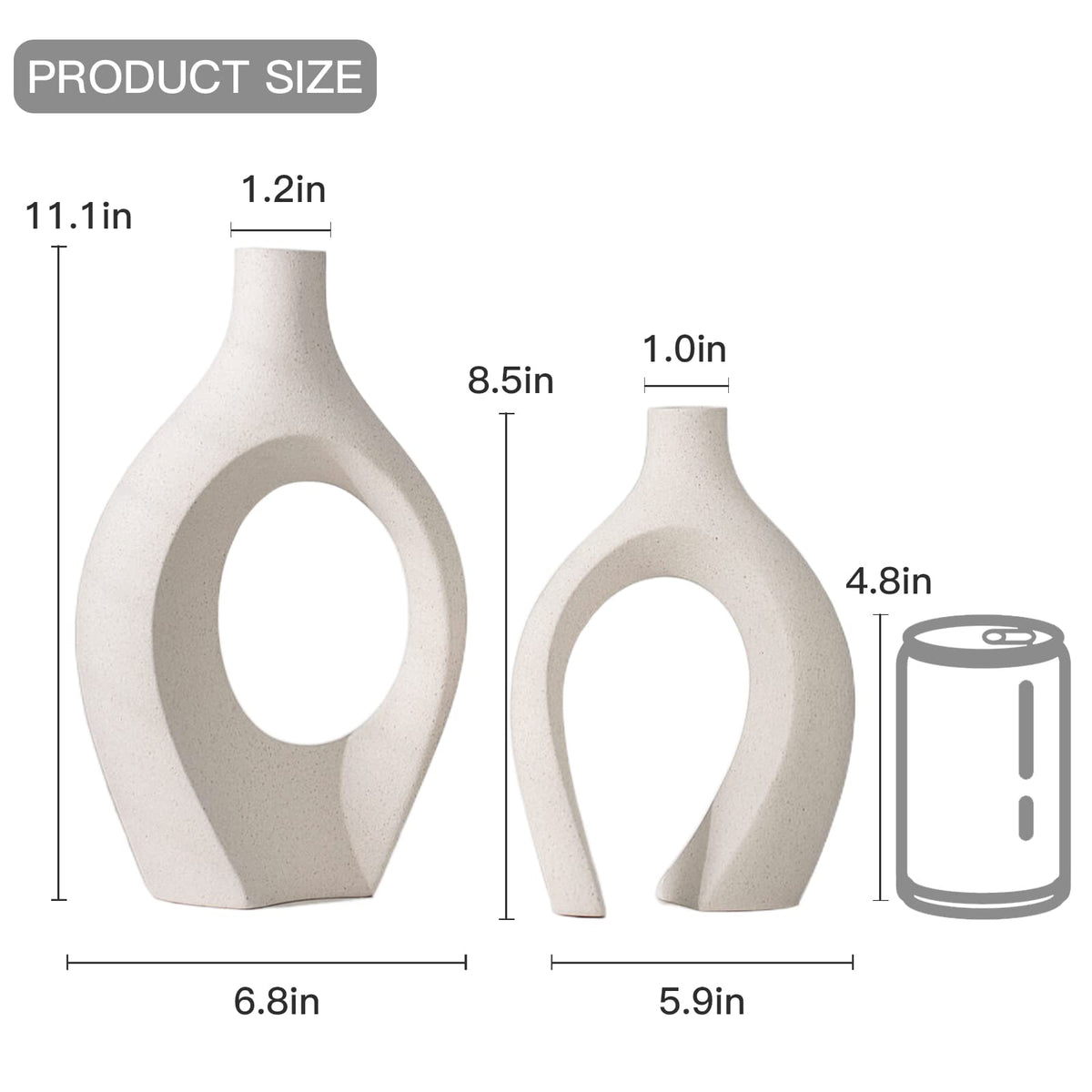Lvases Cream White Hollow Ceramic Decorative Vases, Set of 2