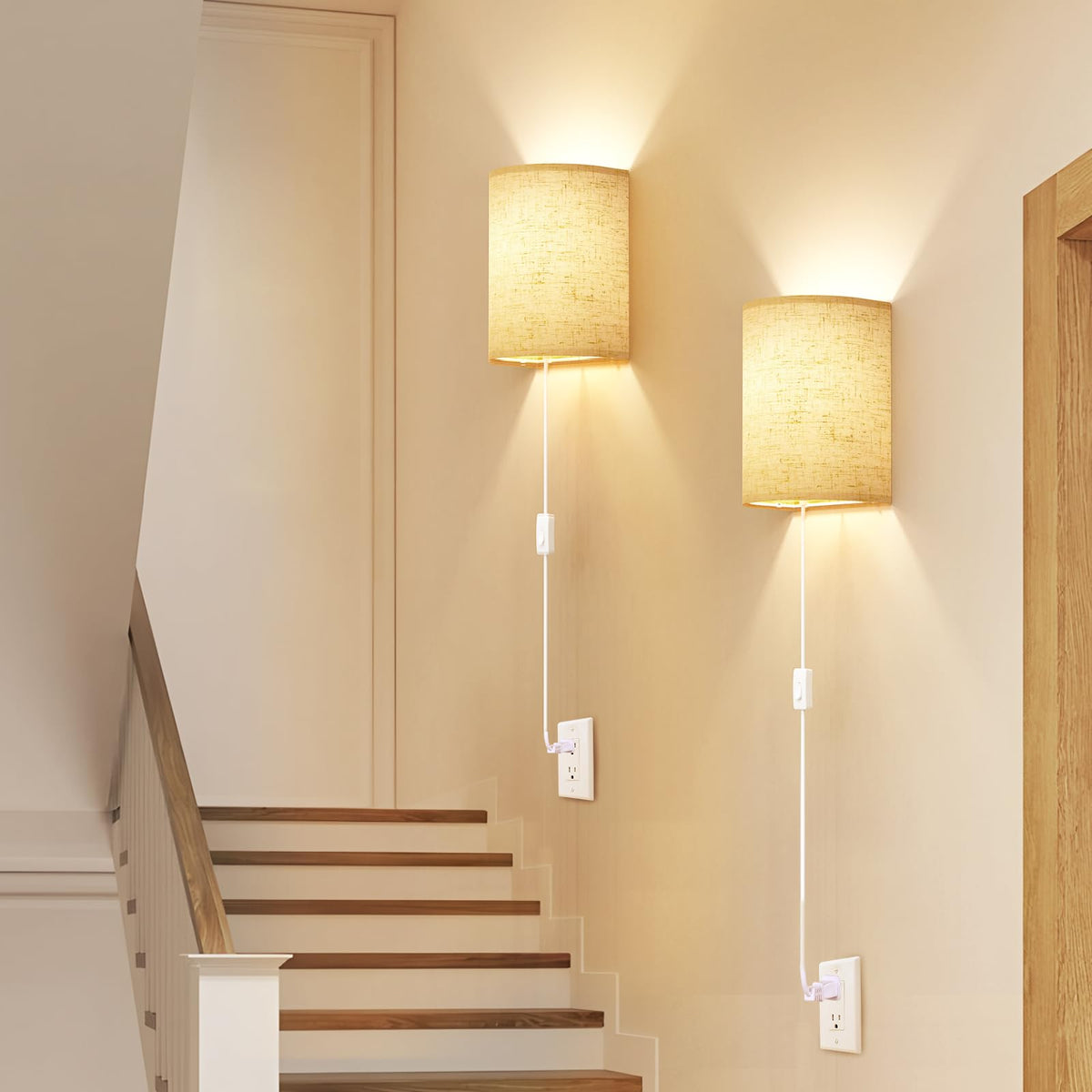 Yunaking Dimmable Plug-In Wall Sconces, Set of 2