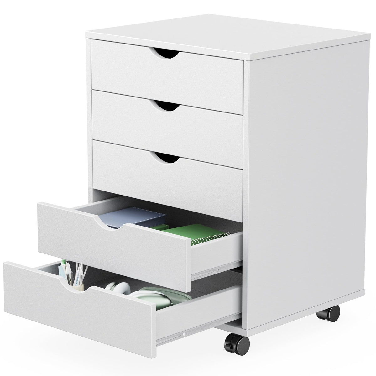 Sweetcrispy Wooden Drawer Storage Chest with Wheels