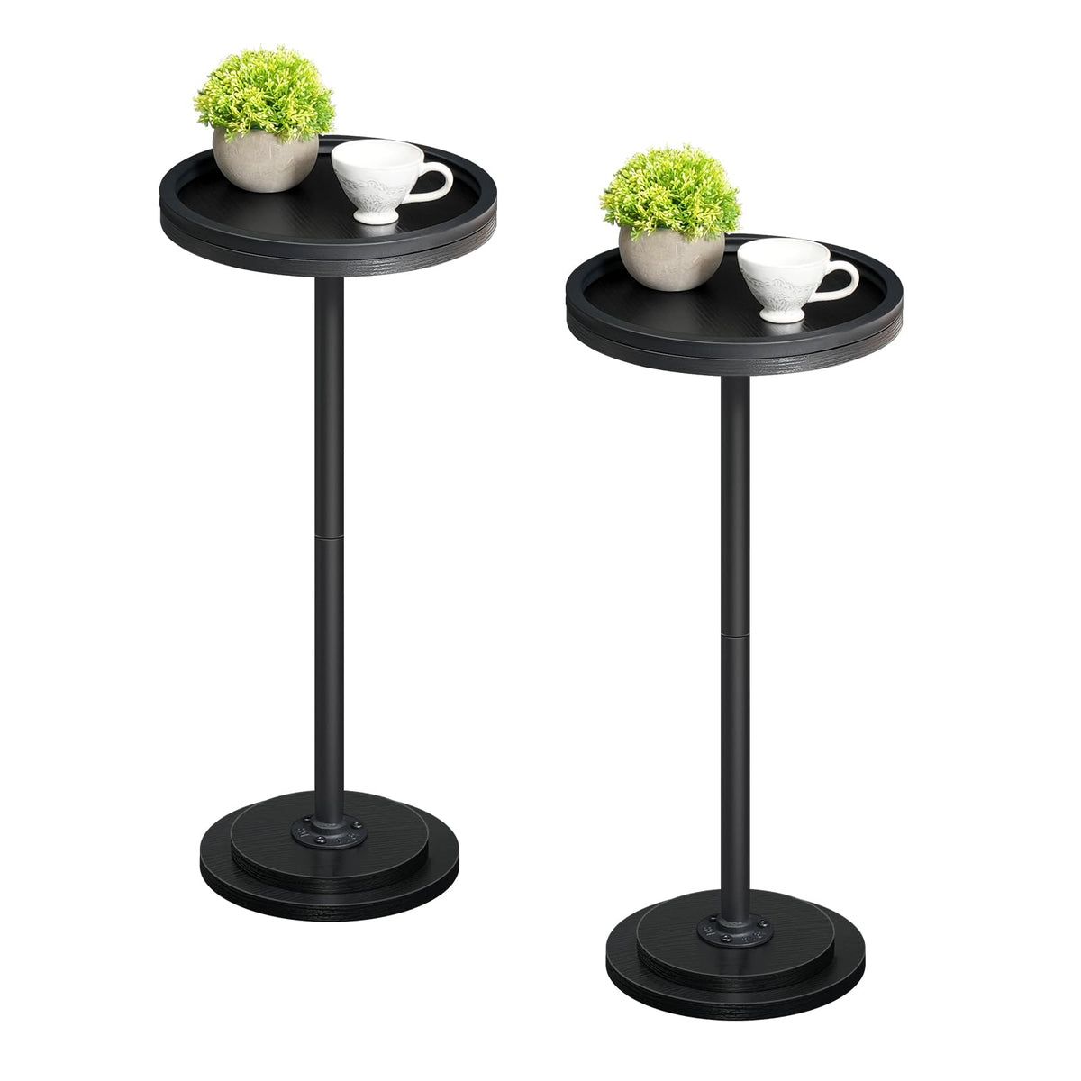 HOOBRO Round Pedestal Side Table for Small Spaces