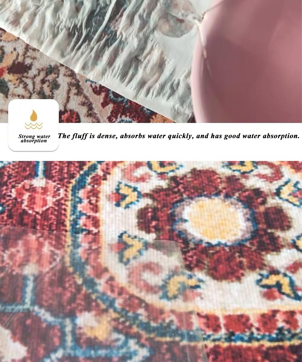 Washable Boho Runner Rug with Rubber Backing, 6 x 21 ft