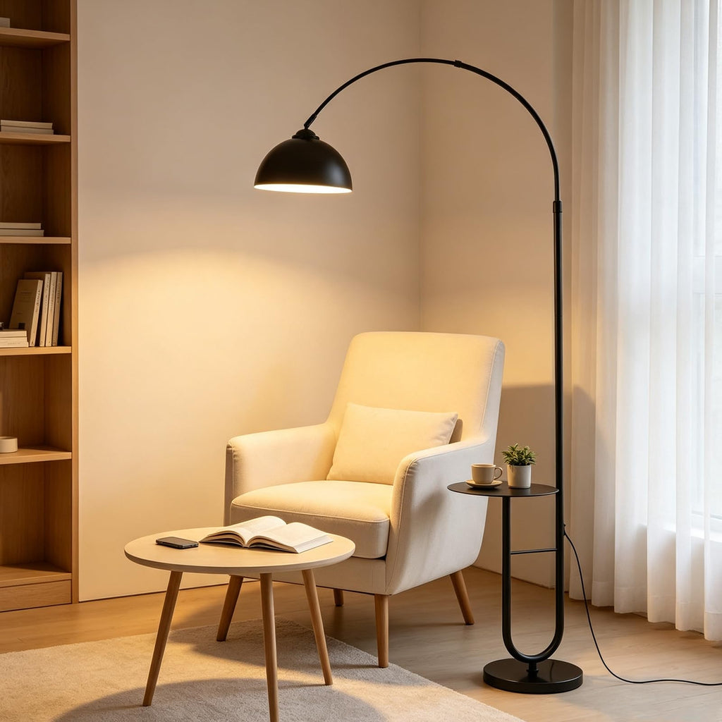 Arc Floor Lamp with Table,E26 Bulb Included