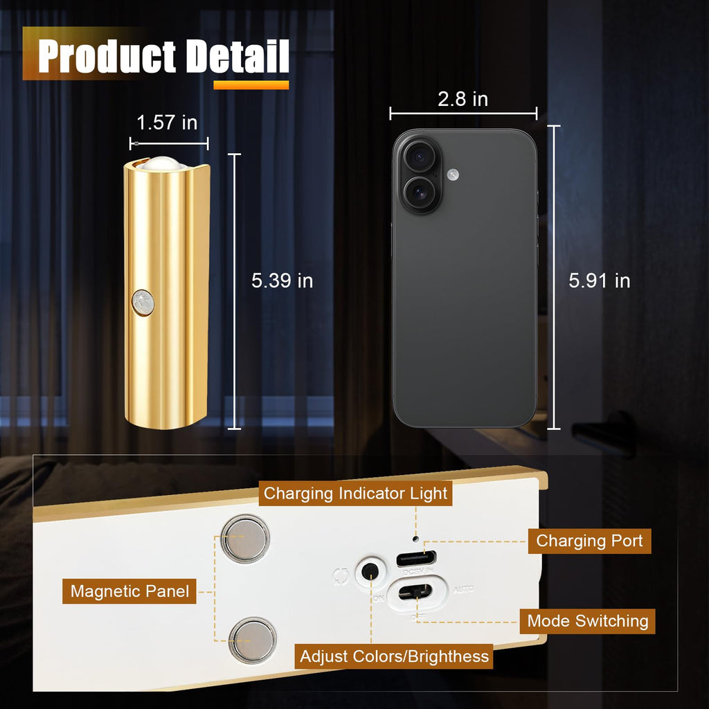 DEXULESA Rechargeable Motion Sensor Magnetic Wall Sconce