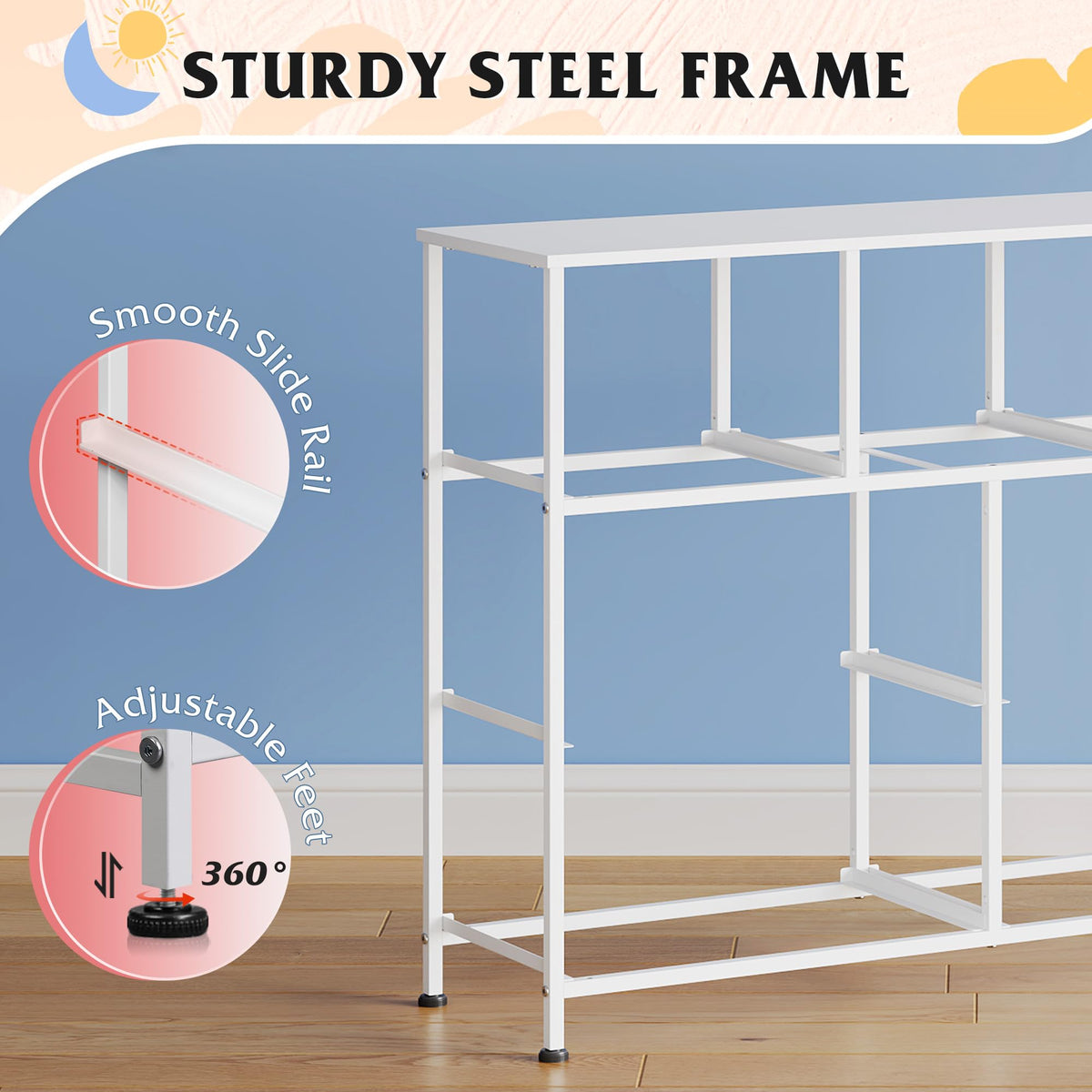 WLIVE 7-Drawer Fabric Storage Dresser with Wood Top