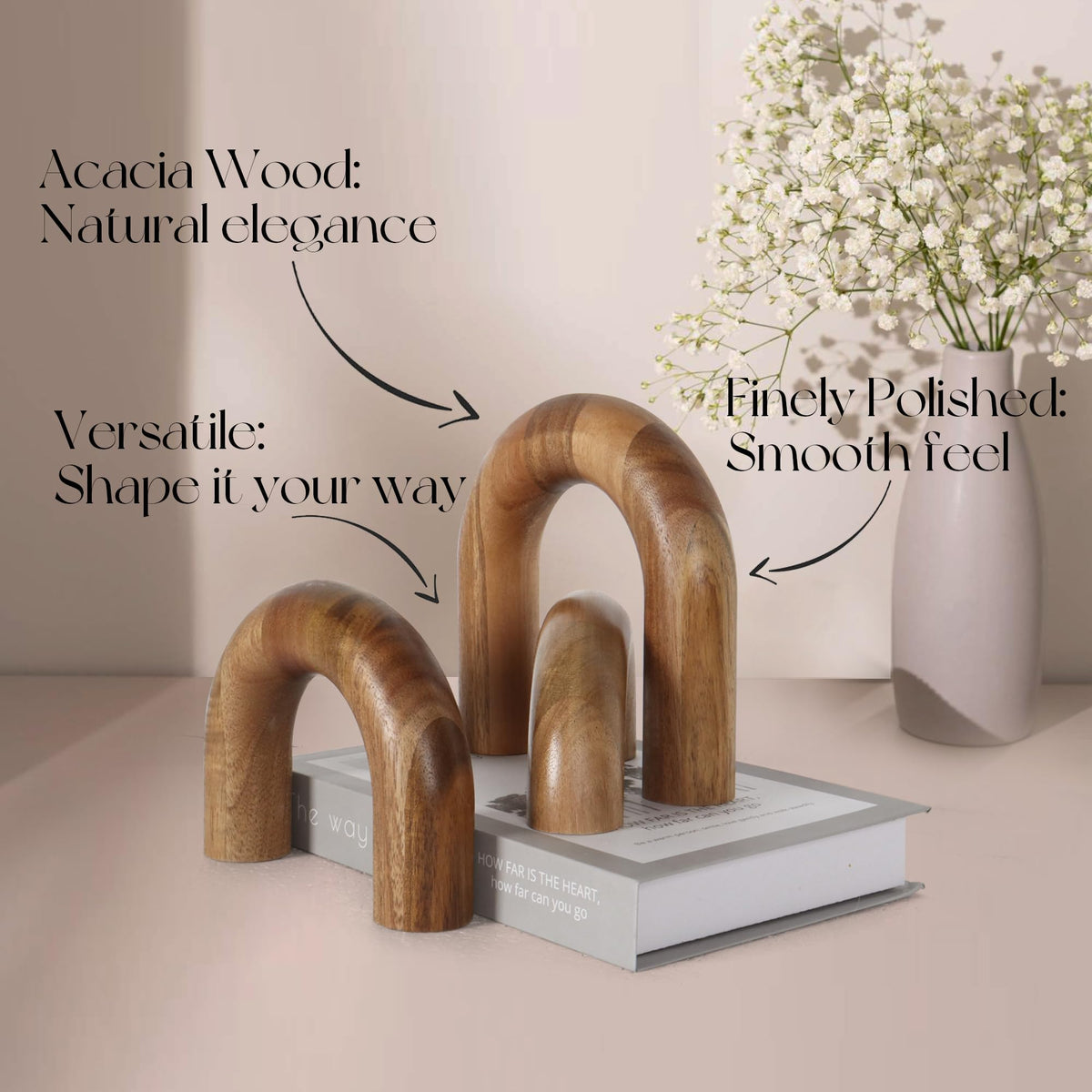 Oakrain Wooden Arch Decorative Accents, Set of 3