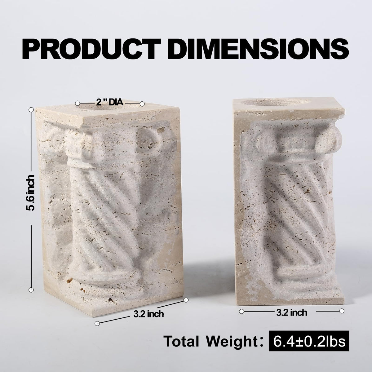 Roman Column Marble Bookends with Flower Vase Function