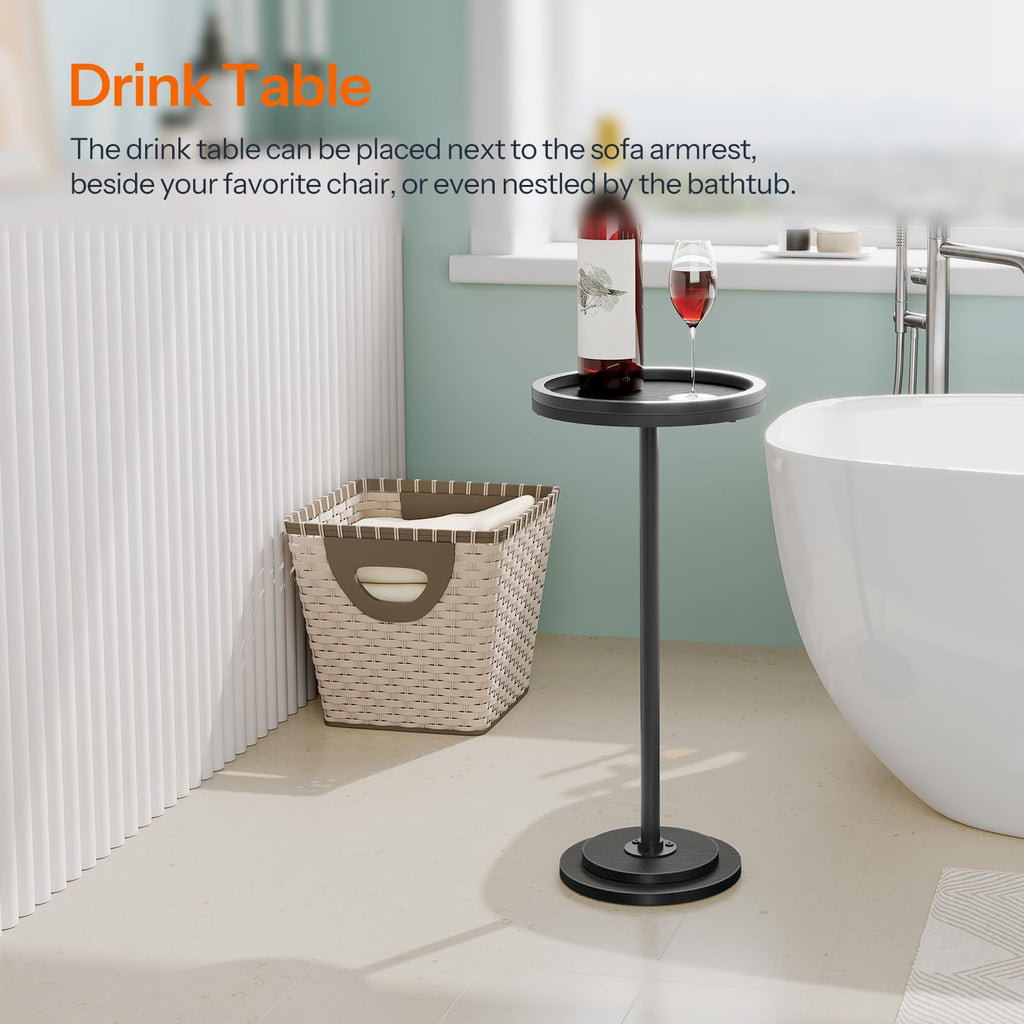 HOOBRO Round Pedestal Side Table for Small Spaces
