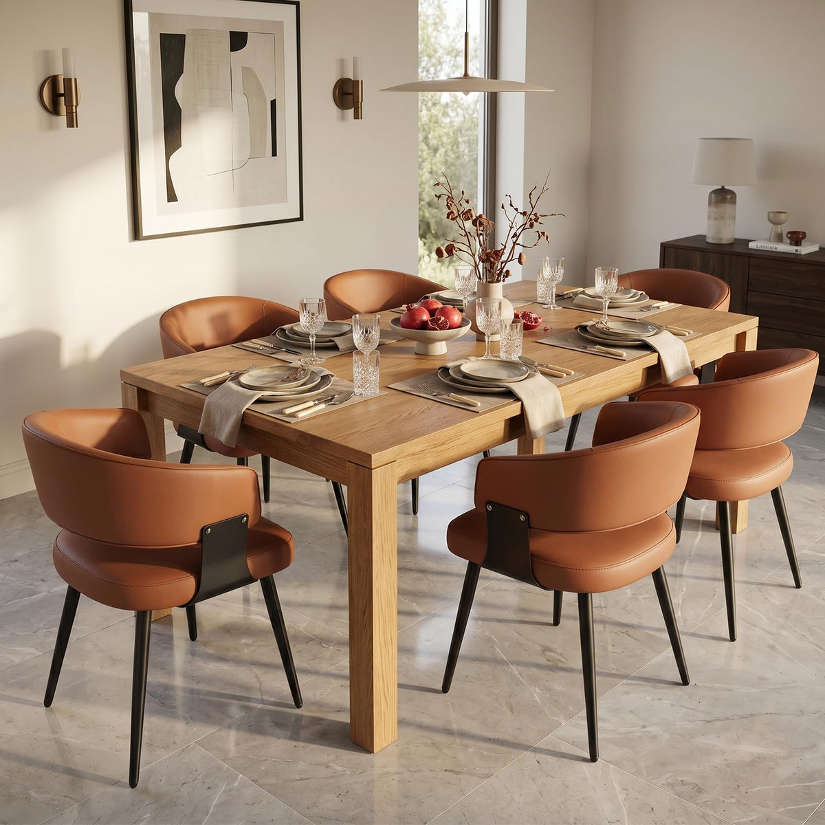 Euklea Modern Faux Leather Dining Chairs, Set of 2