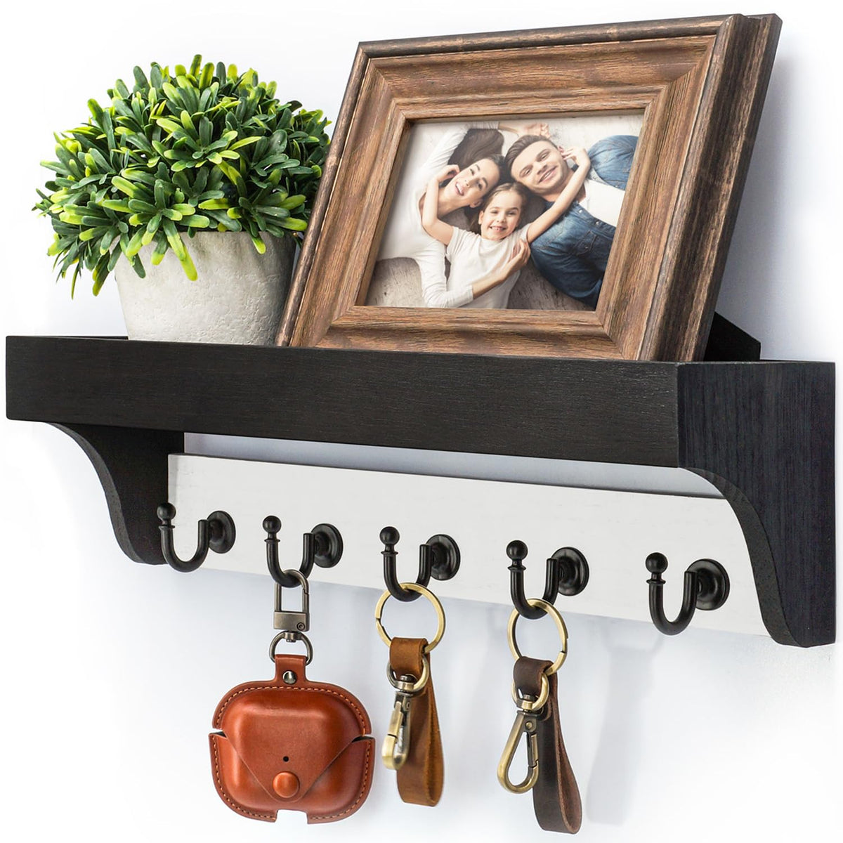 Rebee Vision 14-Inch Wall Key & Mail Holder with Hooks