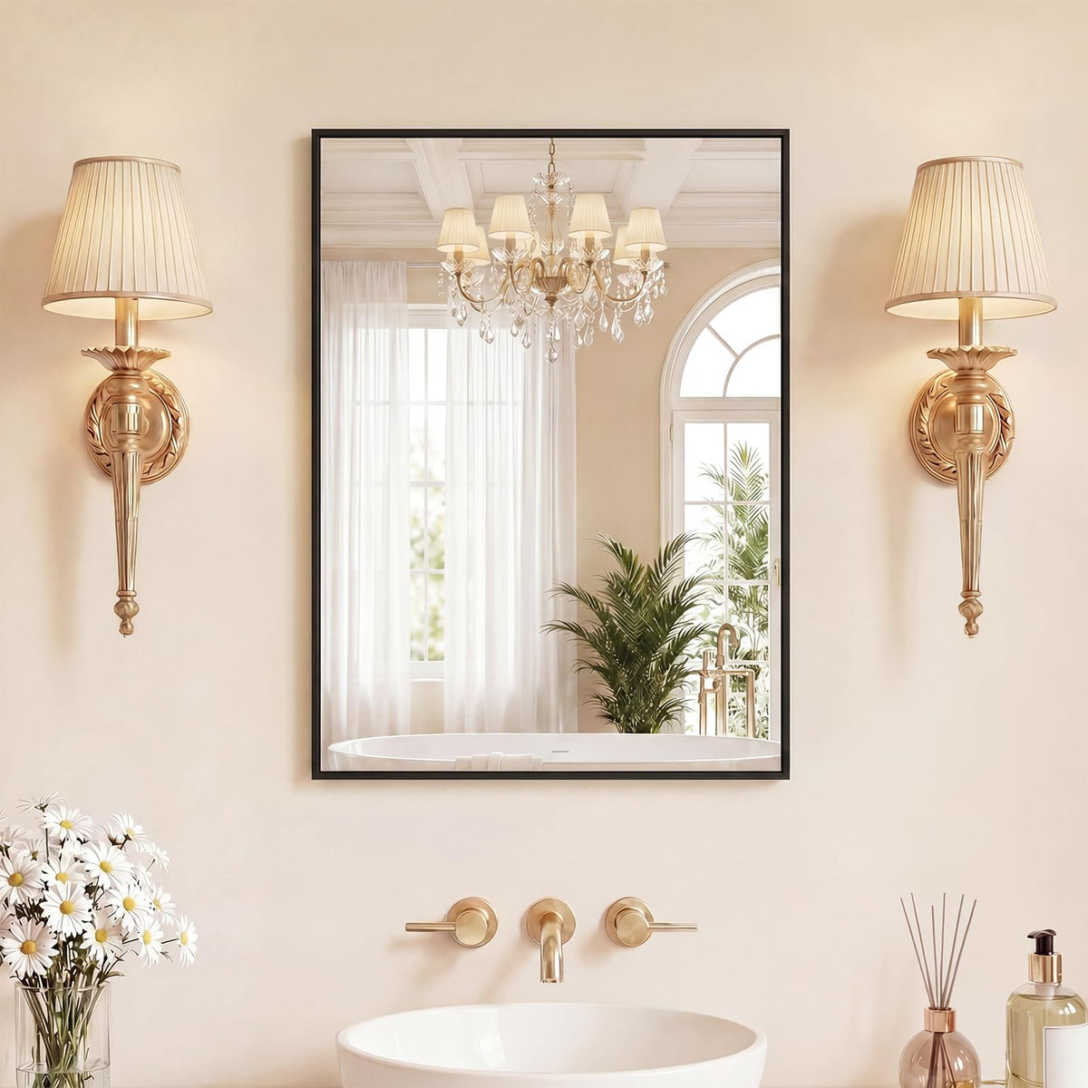 Sweetcrispy Decorative Bathroom Wall Mirror for Home Decor