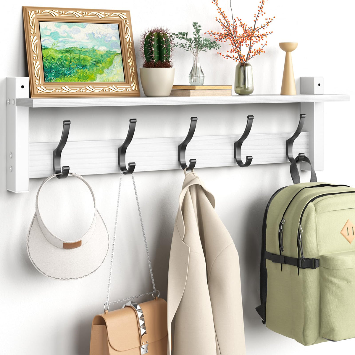 Optish 17.1-Inch Wall-Mounted Coat Rack with Shelf