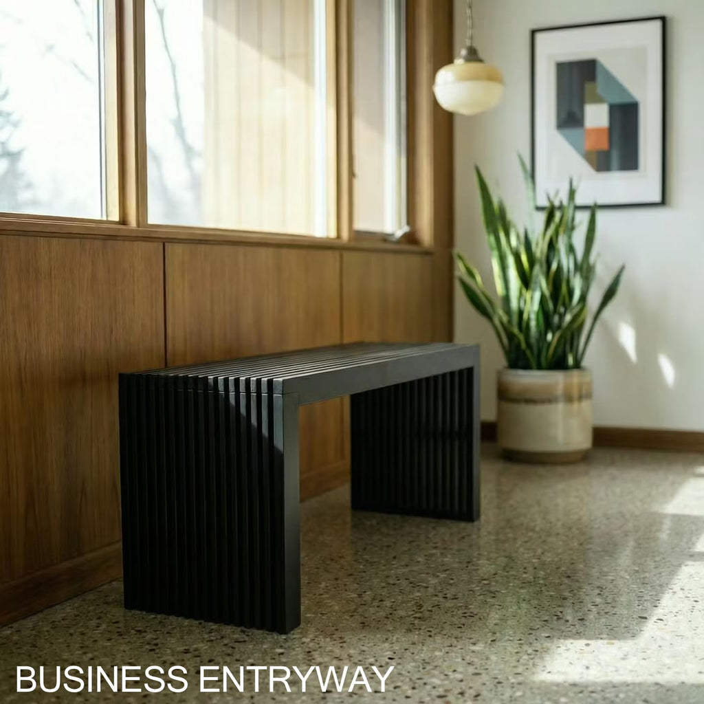 SWEVEN Modern Bamboo Wood Storage Bench for Entryway