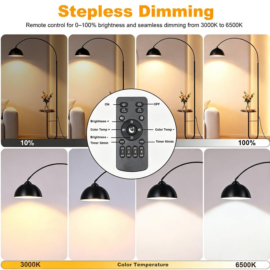 Arc Floor Lamp with Table,E26 Bulb Included