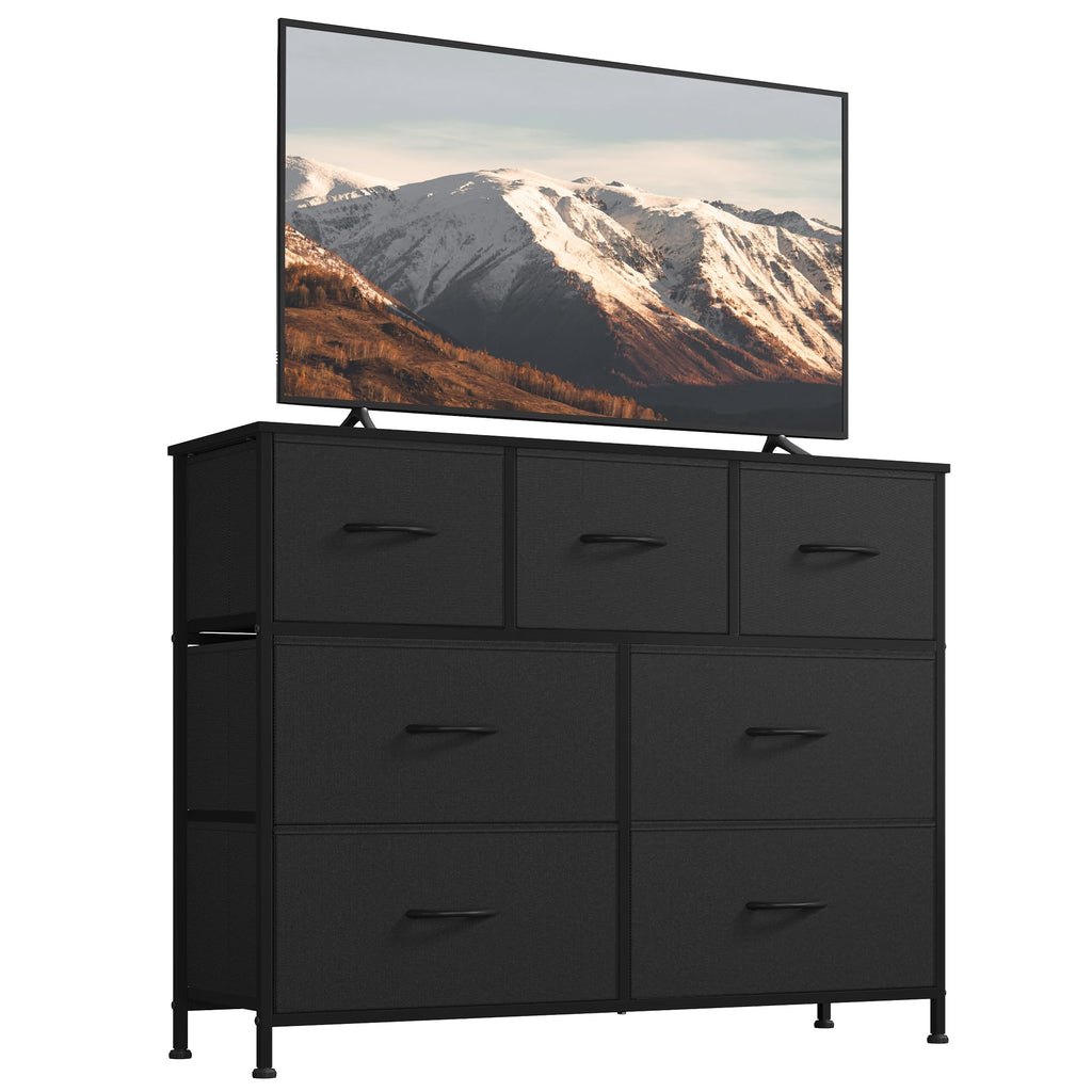 WLIVE 7-Drawer Fabric Storage Dresser with Wood Top