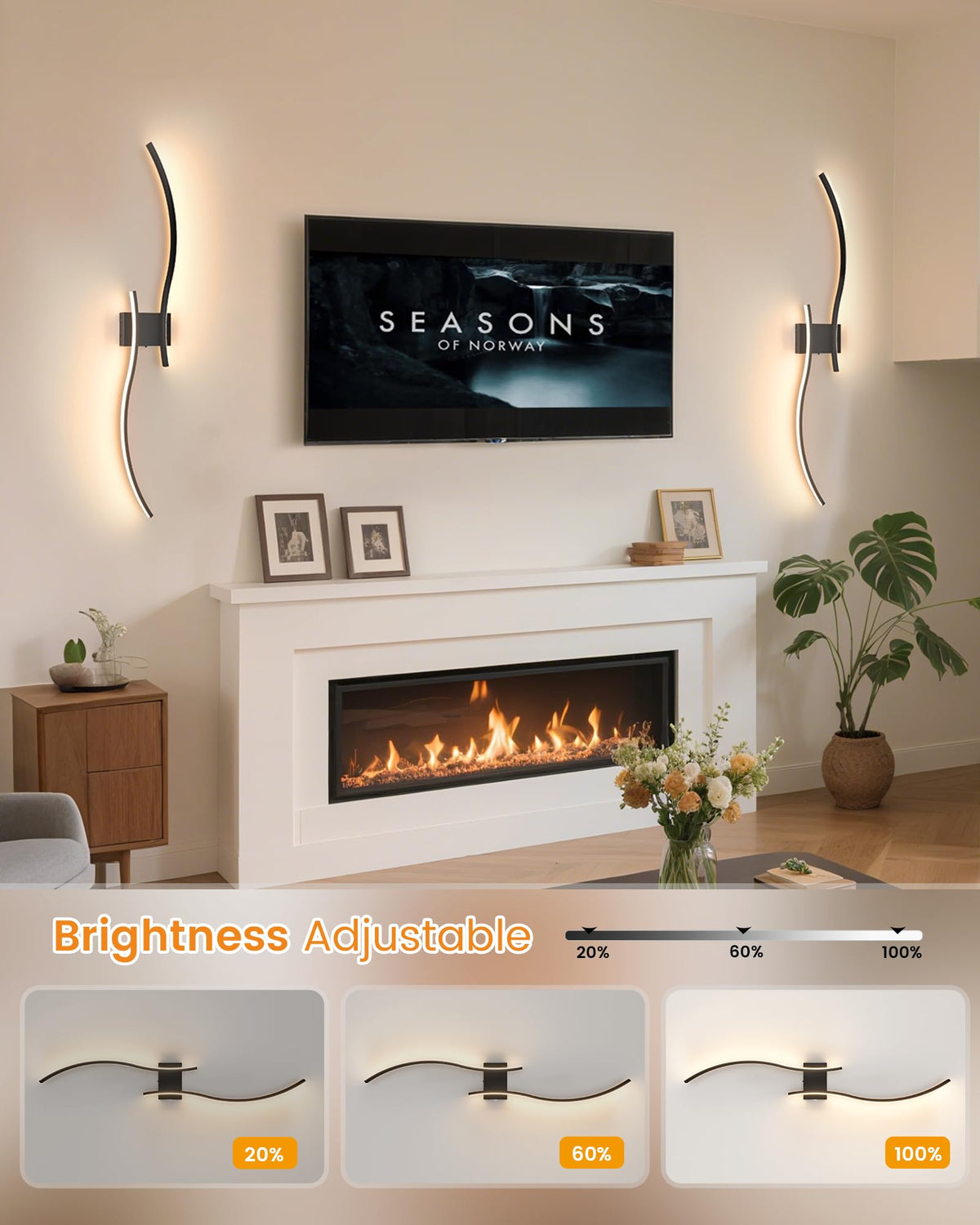 VOLISUN Rechargeable Dimmable Wall Sconces, Set of 2