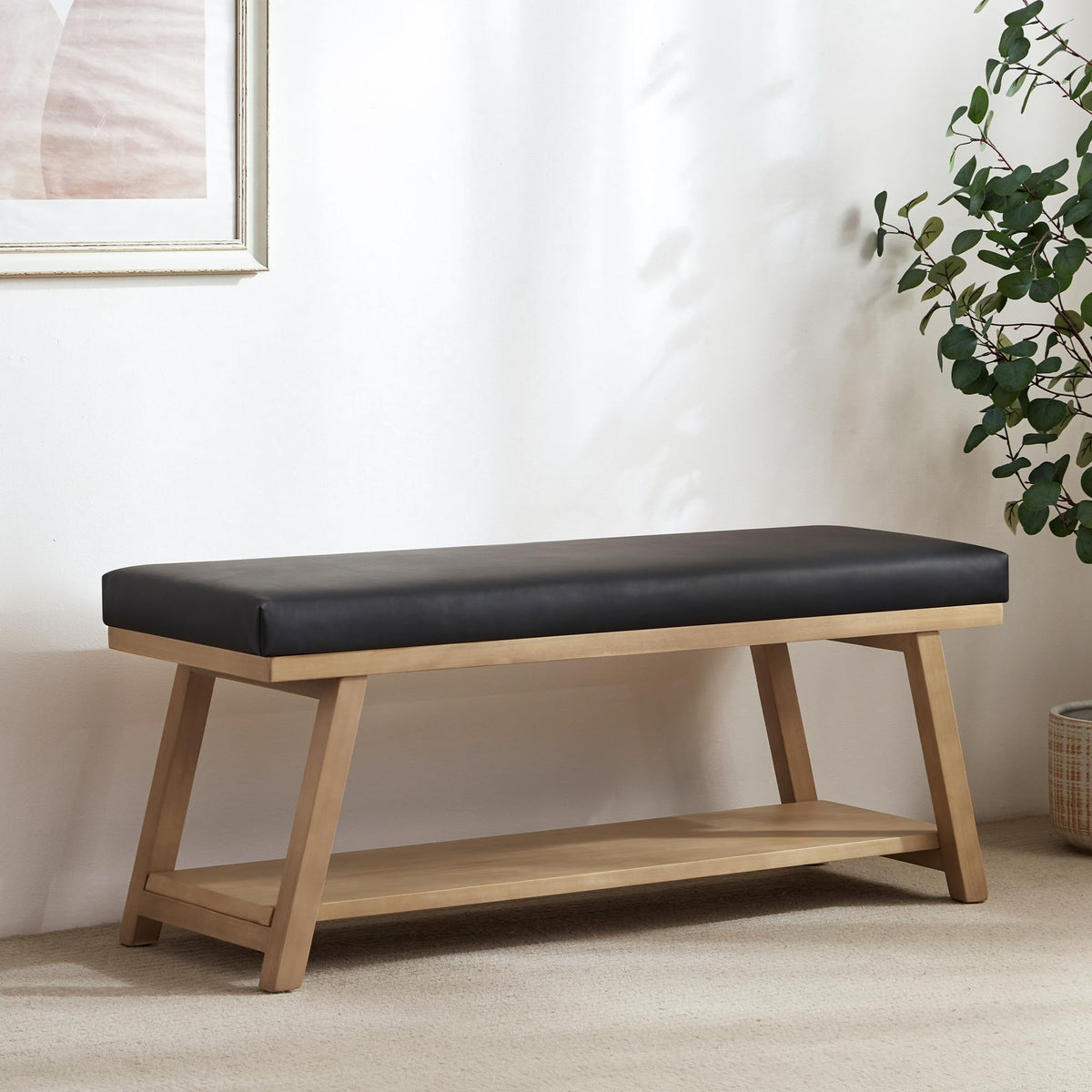 Zihanhome 45-Inch Upholstered Entryway Storage Bench
