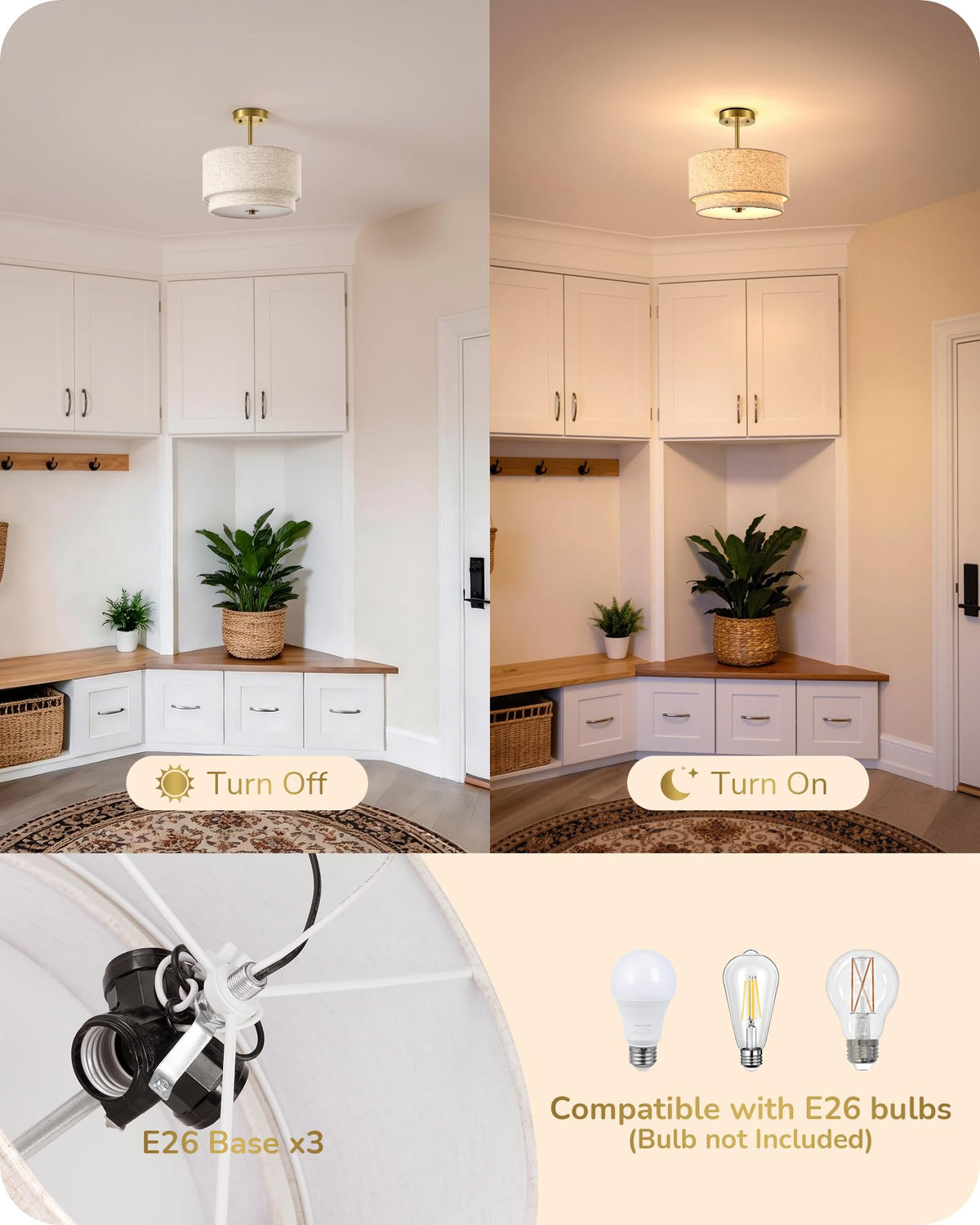 EDISHINE HFCL13CDE Ceiling Light Fixture for Home Lighting