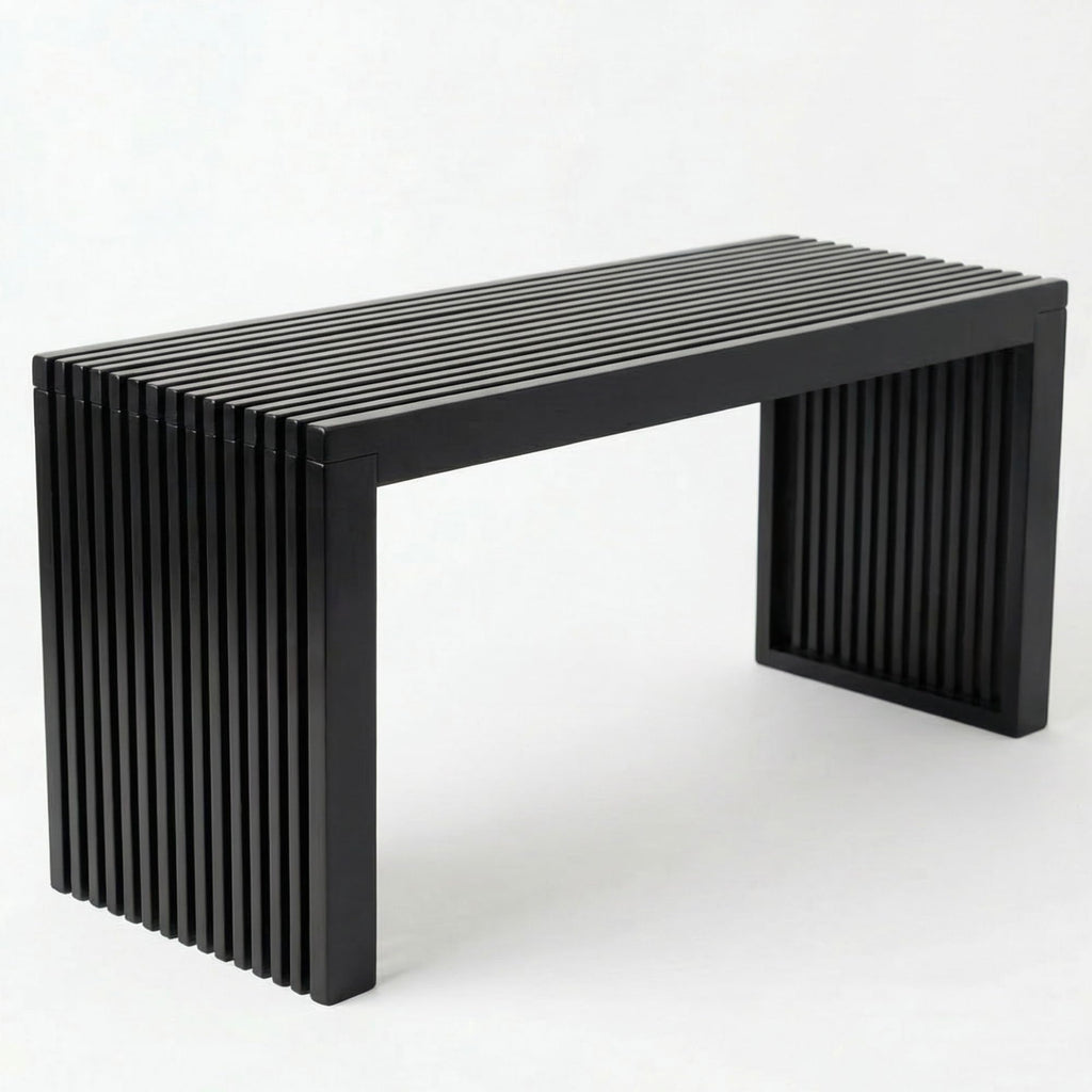 SWEVEN Modern Bamboo Wood Storage Bench for Entryway