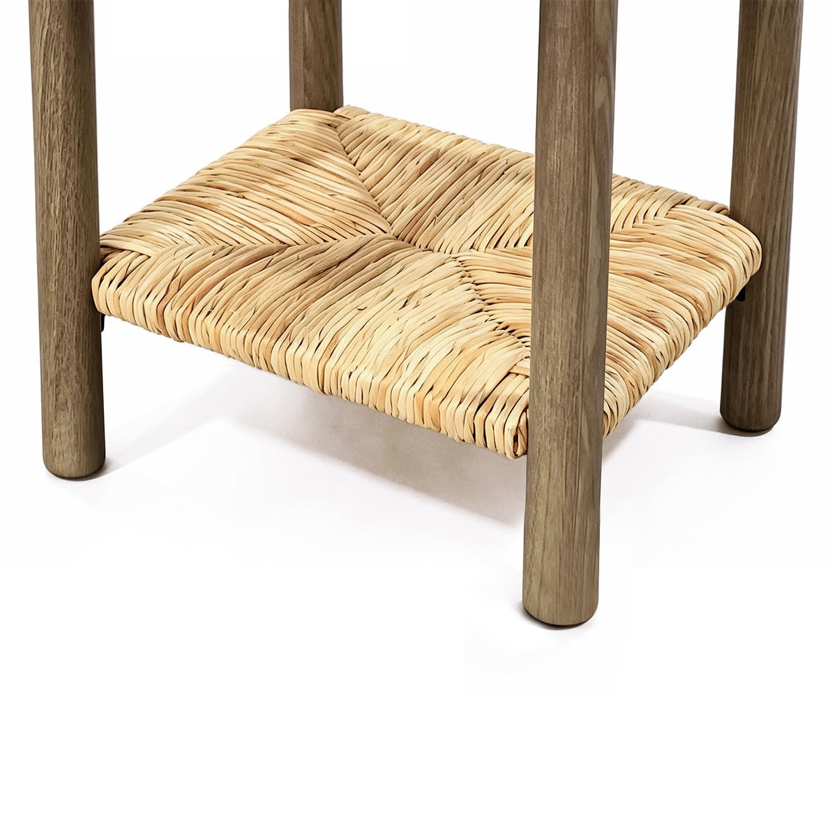 GDFStudio Wooden Nightstand with Jute Shelf & Drawer