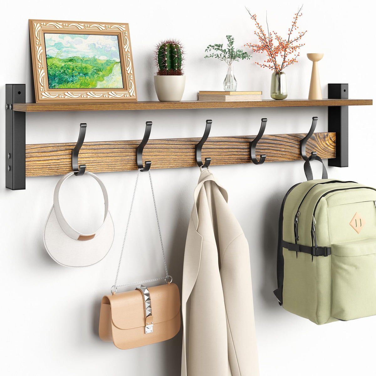 Optish 17.1-Inch Wall-Mounted Coat Rack with Shelf