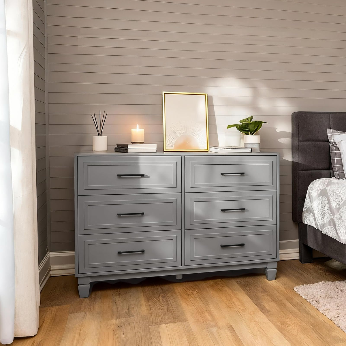 BERRY NEST Farmhouse 6 Drawers Dresser for Bedroom
