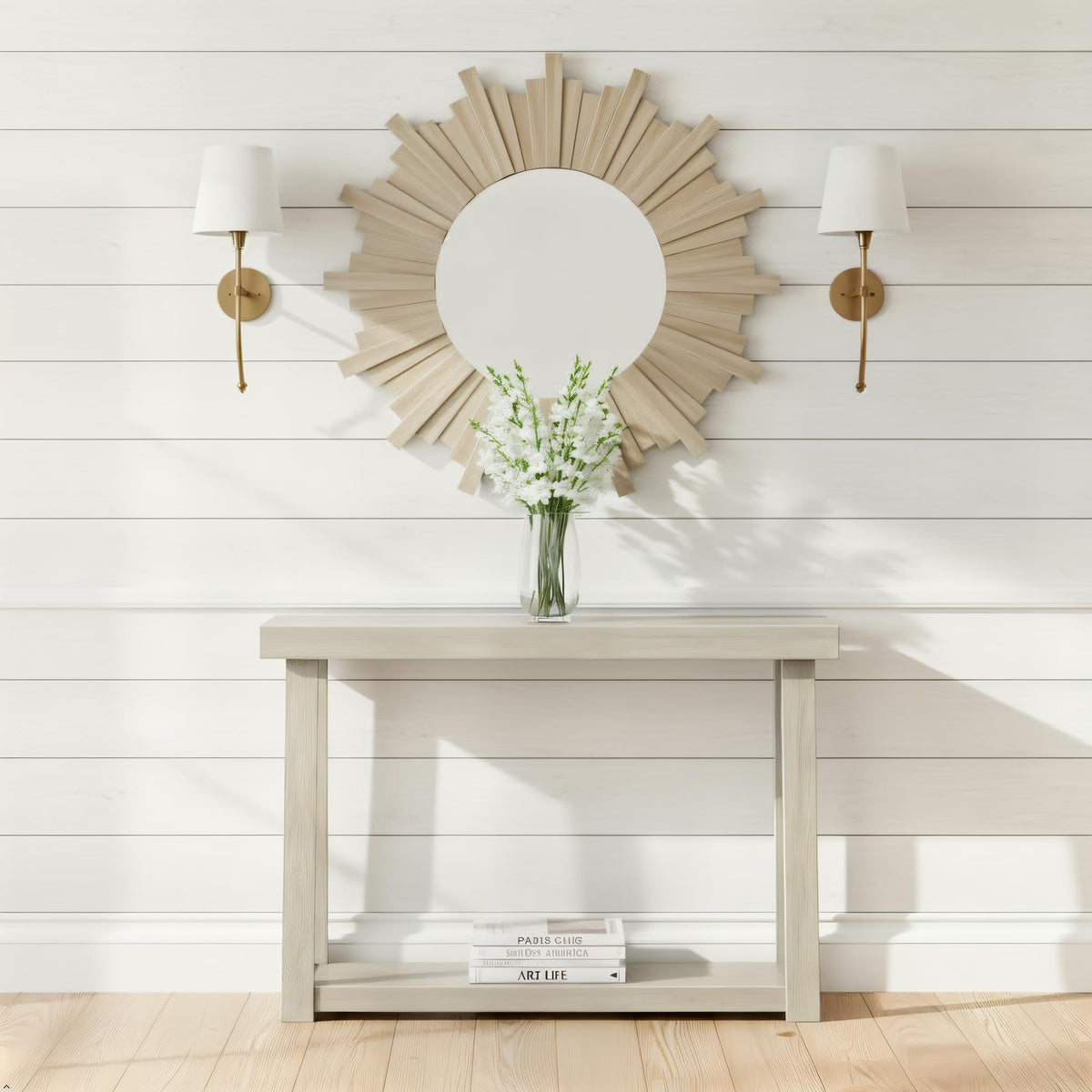 Plank+Beam Solid Wood Console Table with Storage Shelf
