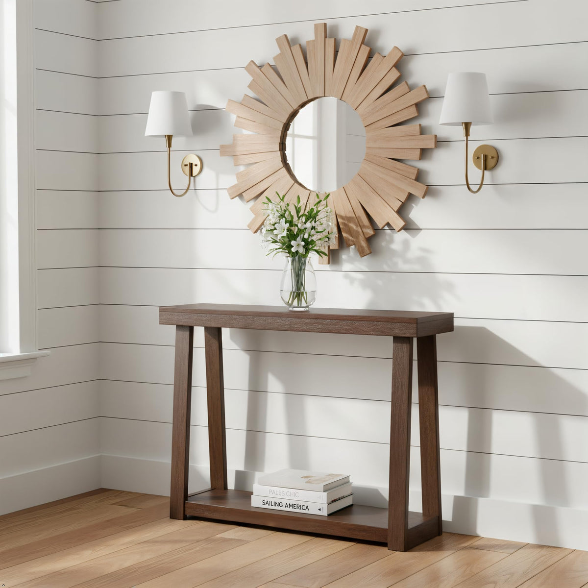 Plank+Beam Solid Wood Console Table with Storage Shelf