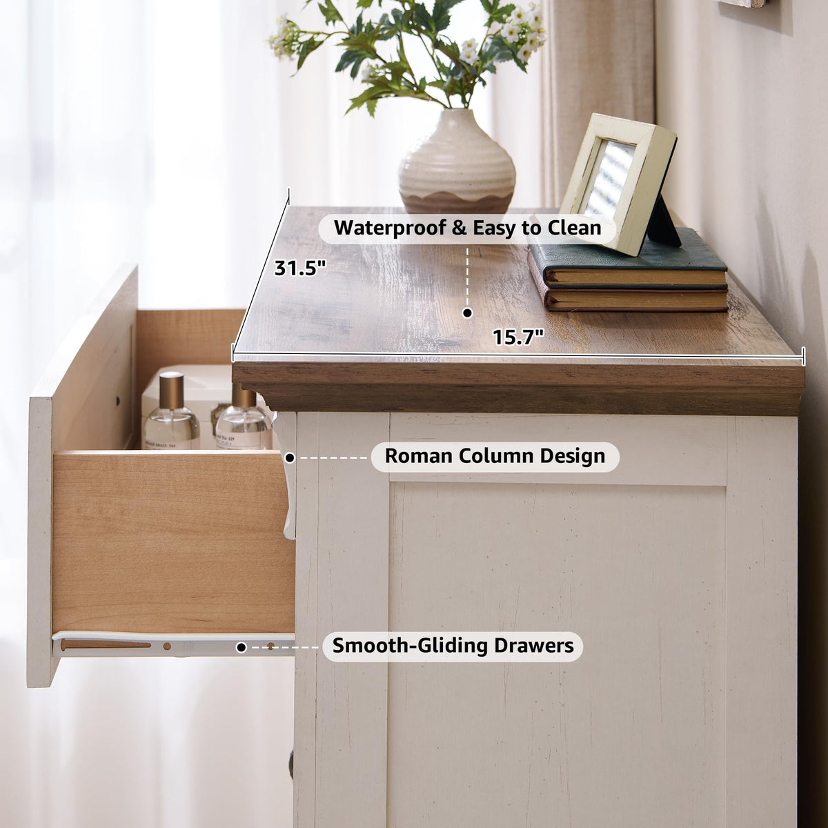 T4TREAM Farmhouse Drawer Dresser for Bedroom Storage