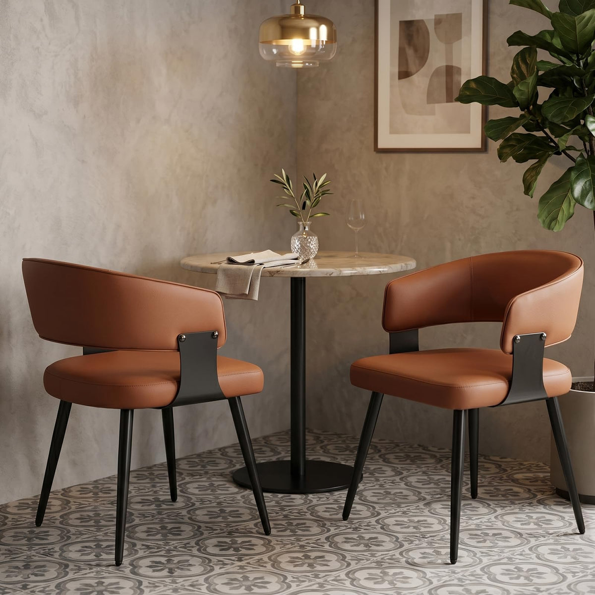 Euklea Modern Faux Leather Dining Chairs, Set of 2