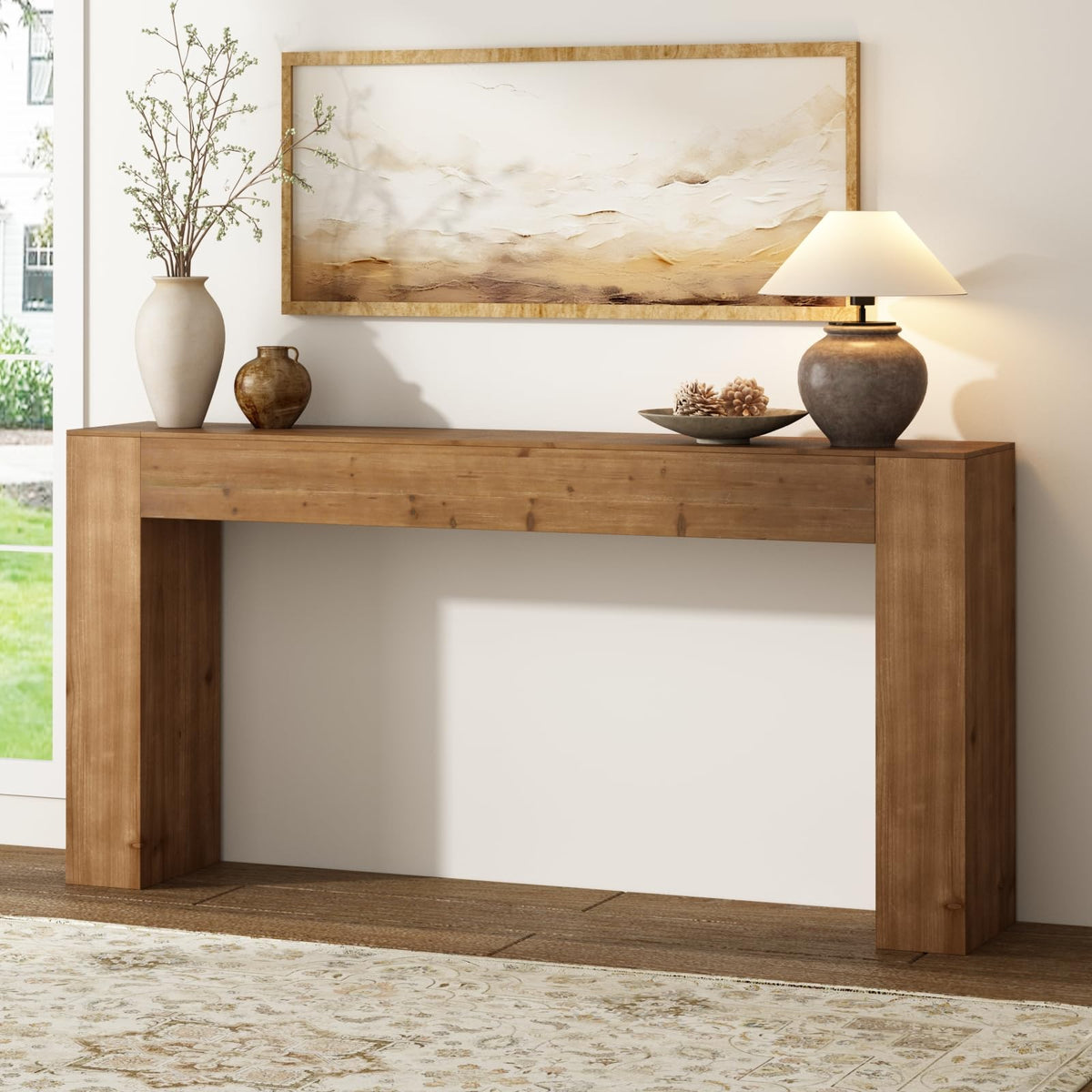WINWY Solid Wood Console Table for Entryway & Living Room